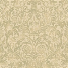 Bali Yellow Damask Wallpaper