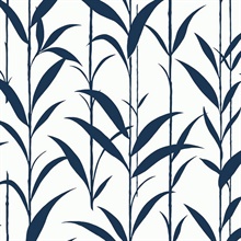 Bamboo Silhouette Botanical Royal Blue Peel and Stick Wallpaper