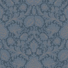 Bamburg Dark Blue Large Floral Wallpaper