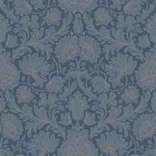 Bamburg Dark Blue Large Floral Wallpaper