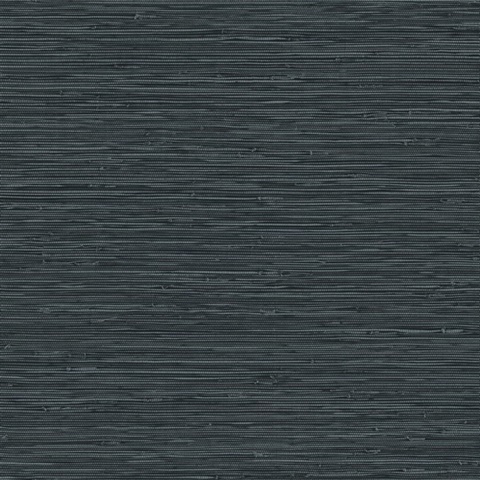 Banni Black Faux Grasscloth Wallpaper