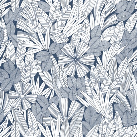 Bannon Blue Leaves Wallpaper