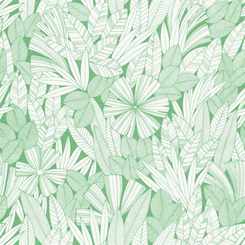 Bannon Green Leaves Wallpaper