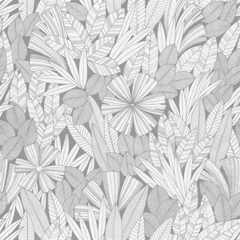 Bannon Grey Leaves Wallpaper