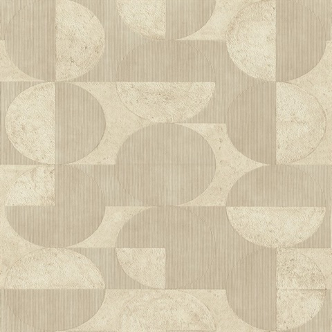Barcelo Beige Textured Art Deco Circle Wallpaper