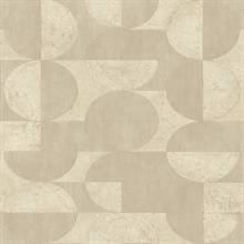 Barcelo Beige Textured Art Deco Circle Wallpaper