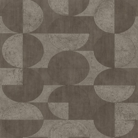 Barcelo Brown Textured Art Deco Circle Wallpaper