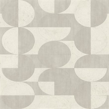 Barcelo Light Grey Textured Art Deco Circle Wallpaper