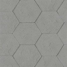 Bascom Dark Grey Stone Hexagon Textured Wallpaper