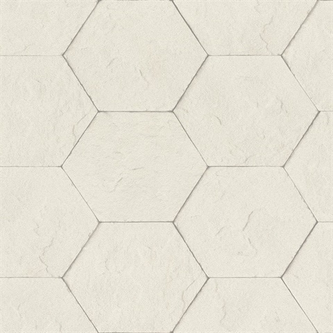Bascom Dove Stone Hexagon Textured Wallpaper