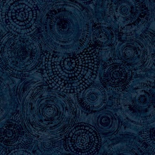 Batik Circles Dark Blue Medallion Wallpaper