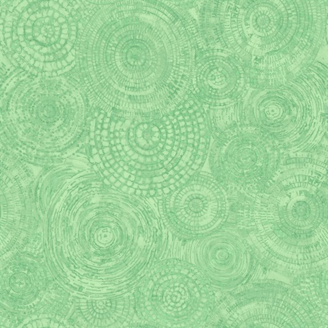 Batik Circles Green Medallion Wallpaper