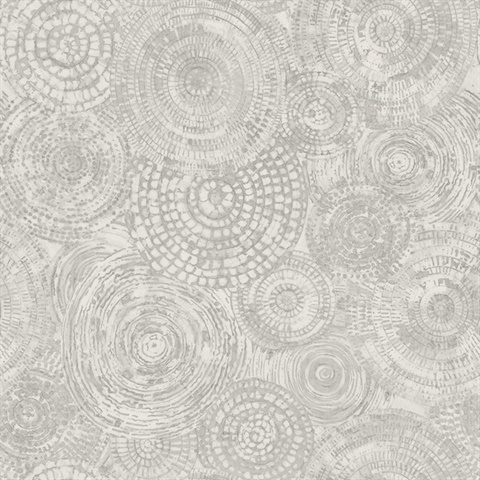 Batik Circles Light Grey Medallion Wallpaper