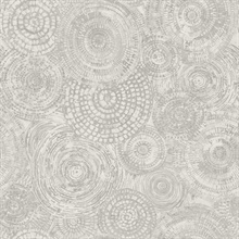 Batik Circles Light Grey Medallion Wallpaper