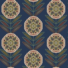 Batsford Dark Blue Floral Medallion Wallpaper