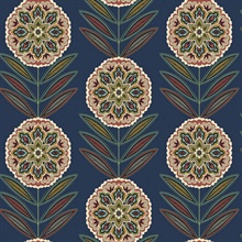 Batsford Dark Blue Floral Medallion Wallpaper