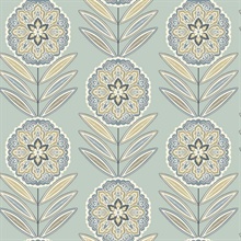 Batsford Robin's Egg Floral Medallion Wallpaper