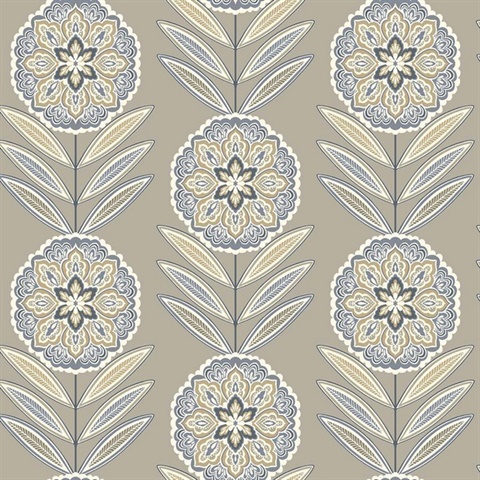 Batsford Stone Floral Medallion Wallpaper
