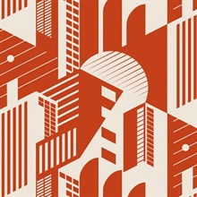 Bauhaus - Harvest Orange colourway wallpaper