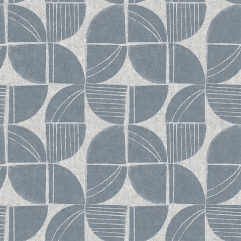 Baxter Denim Semicircle Mosaic Wallpaper