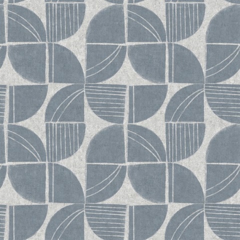 Baxter Denim Semicircle Mosaic Wallpaper