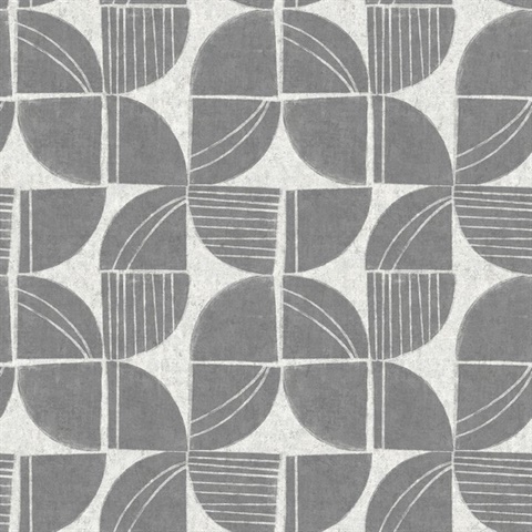Baxter Grey and White Semicircle Mosaic Wallpaper