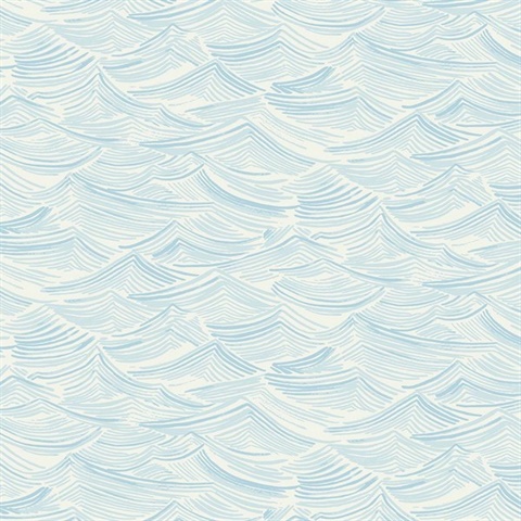 Bayside Waves Abstract Sky Blue Peel and Stick Wallpaper