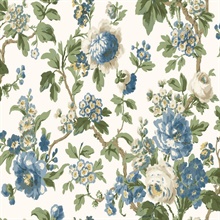 Beatrix Blue Vintage Floral Wallpaper
