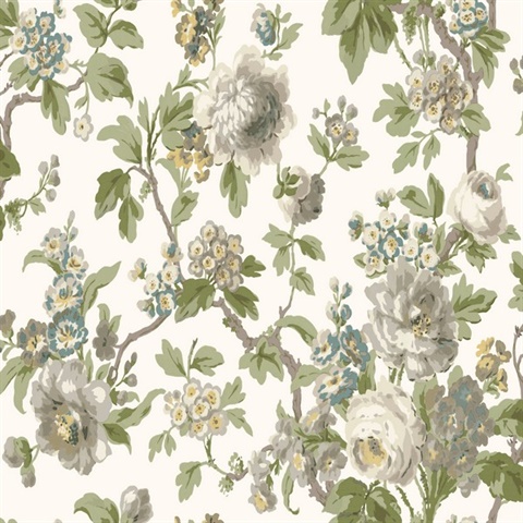 Beatrix Neutral Vintage Floral Wallpaper