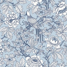 Beaufort Light Blue Flowers & Birds Chinoiserie Wallpaper