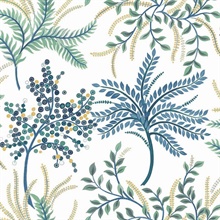 Bedgebury Blue Green Leaf Wallpaper