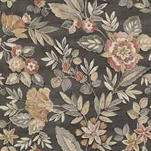 Begonia Black Floral Trail Wallpaper