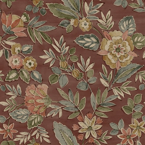 Begonia Red Floral Trail Wallpaper