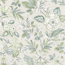 Begonia Sea Green Floral Trail Wallpaper