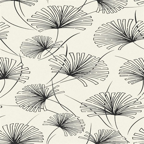 Beige Abstract Floral Dandelions Wallpaper