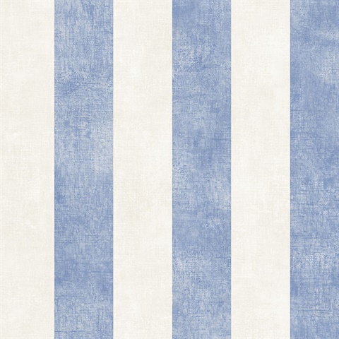 Beige and Blue Vertical 2in Stripe Prepasted Wallpaper
