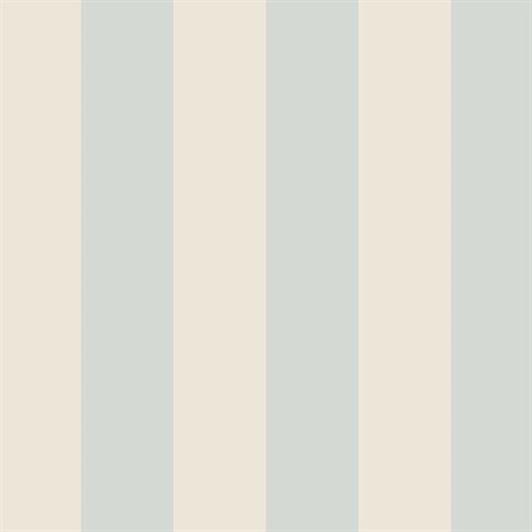 Beige and Light Blue Vertical 2.5in Tent Stripe Prepasted Wallpaper