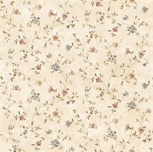 Beige Antique Floral Vine Wallpaper