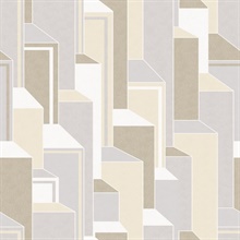 Beige Architectural 3D Geometric Wallpaper