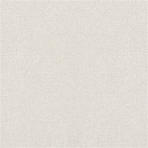 Beige Art Nouveau Large Scale Glitter Paisley Ogee Wallpaper