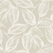 Beige Beckett Sketched Leaves Wallpaper