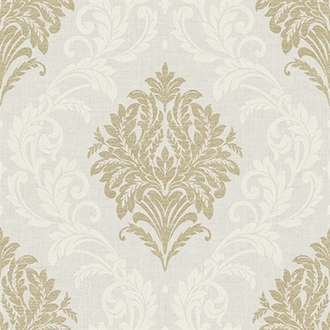 Beige Bedroom Damask Wallpaper