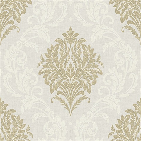 Beige Bedroom Damask Wallpaper