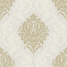 Beige Bedroom Damask Wallpaper