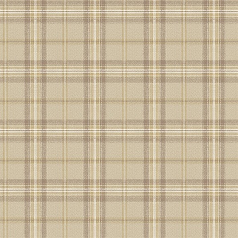 Beige Bedroom Plaid Wallpaper