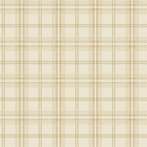 Beige Bedroom Plaid Wallpaper