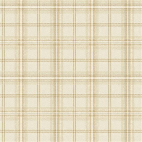 Beige Bedroom Plaid Wallpaper