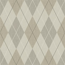 Beige, Black, Brown, Taupe & White Textured Argyle Wallpaper