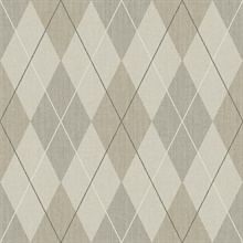 Beige, Black, Brown, Taupe & White Textured Argyle Wallpaper