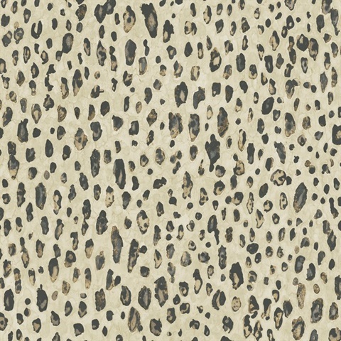 Beige & Black Faux Leopard Skin Wallpaper